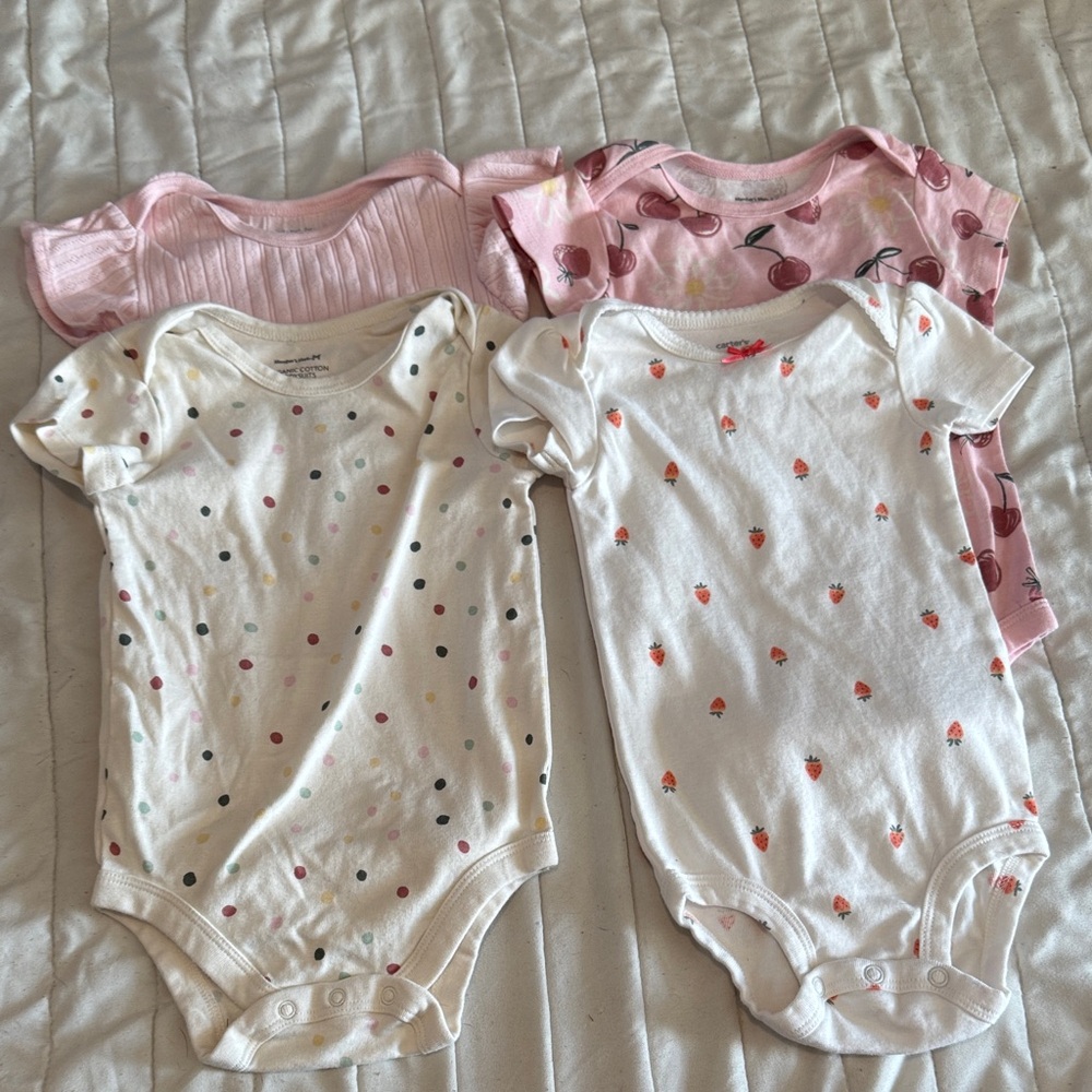 Charming Pink and White Baby Bodysuits Set
